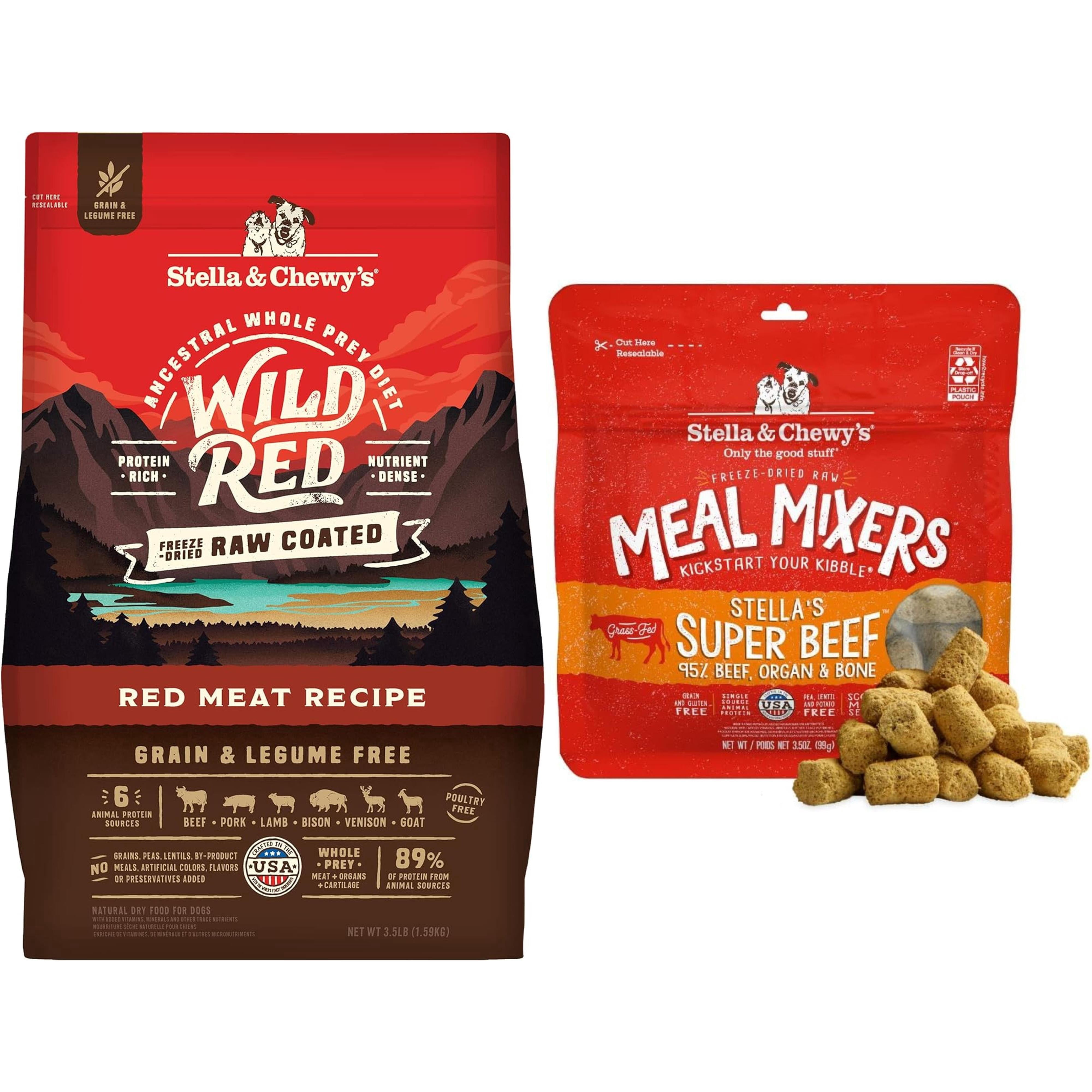Stella & Chewy's Beef Meal Mixers + Wild Red Kibble Red Meat