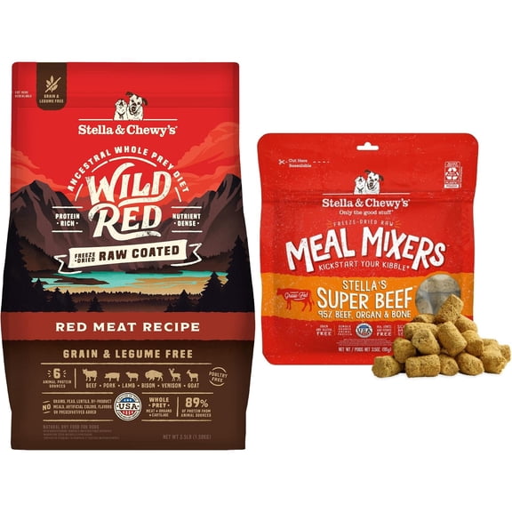 Stella & Chewy's Beef Meal Mixers + Wild Red Kibble Red Meat