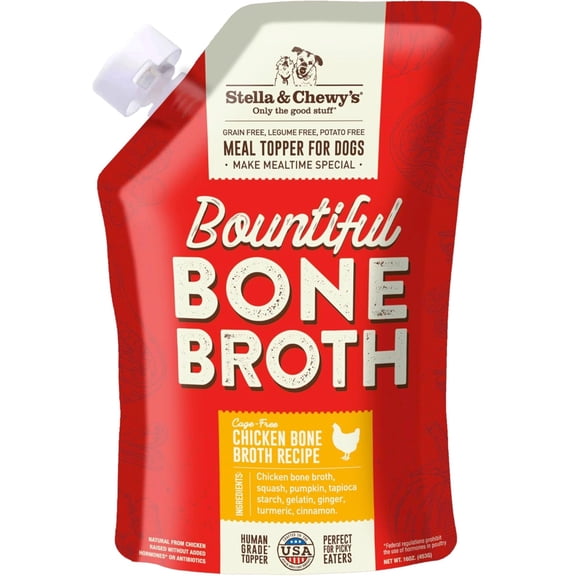 Stella & Chewy's Bountiful Bone Broth Cage Free Chicken Bone Broth Recipe 16 Ounce Resealable Pouch