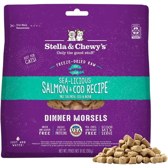 Stella & Chewy's Cat Freeze Dried Sealicious Salmon & Cod Dinner Morsels - 18 oz