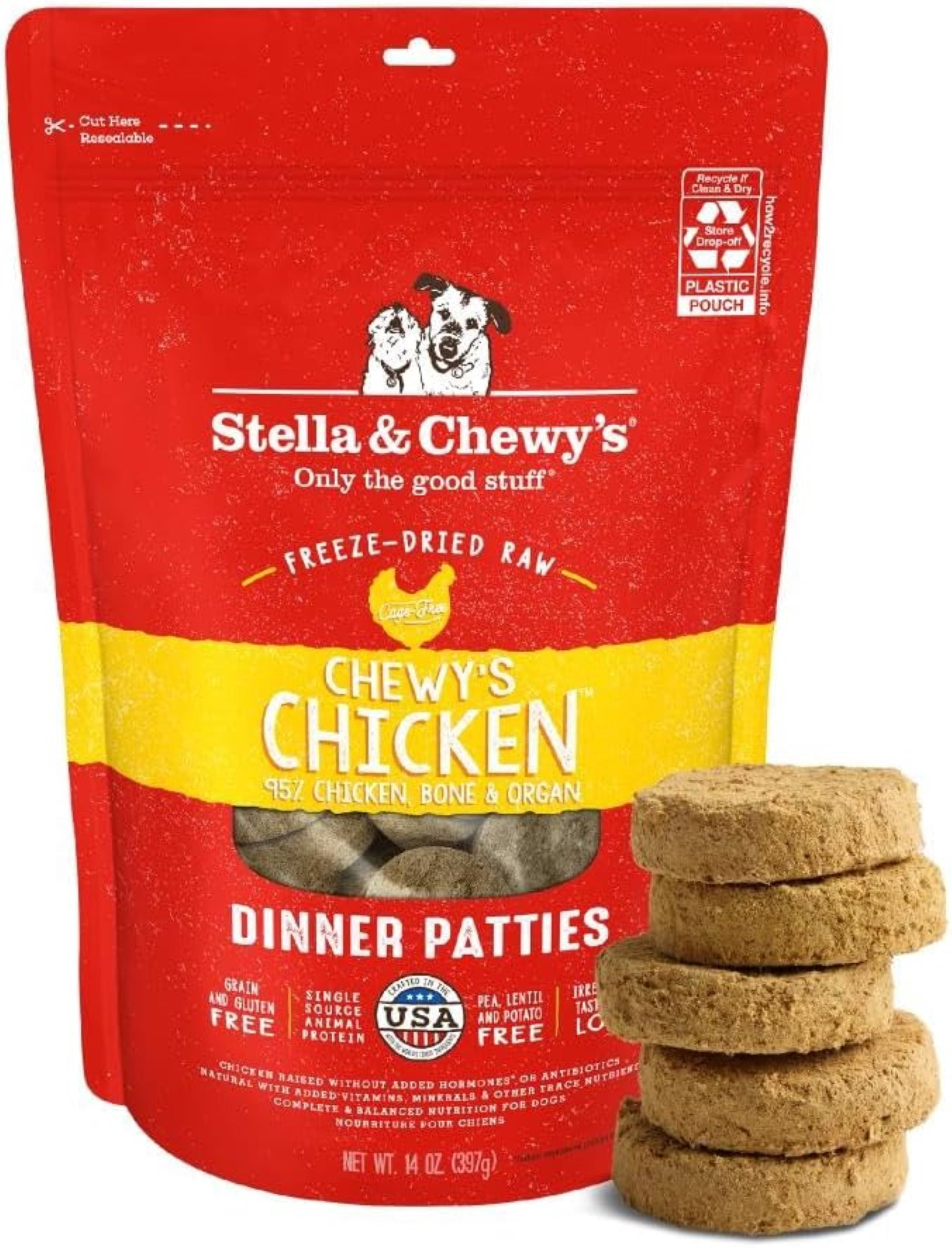 Stella & Chewy's Freeze-Dried Raw Dinner Patties for Dogs - Chewy's Chicken Recipe - 14 Ounce Bag