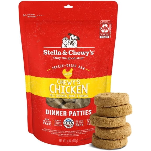 Stella & Chewy's Freeze-Dried Raw Dinner Patties for Dogs - Chewy's Chicken Recipe - 14 Ounce Bag