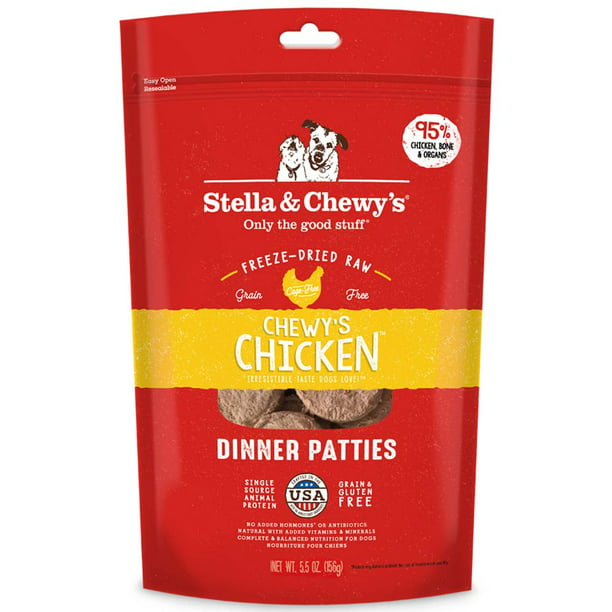 Stella & Chewy's Chicken Dinner Patties Grain-Free Freeze-Dried Raw Dry Dog Food, 5.5 oz.