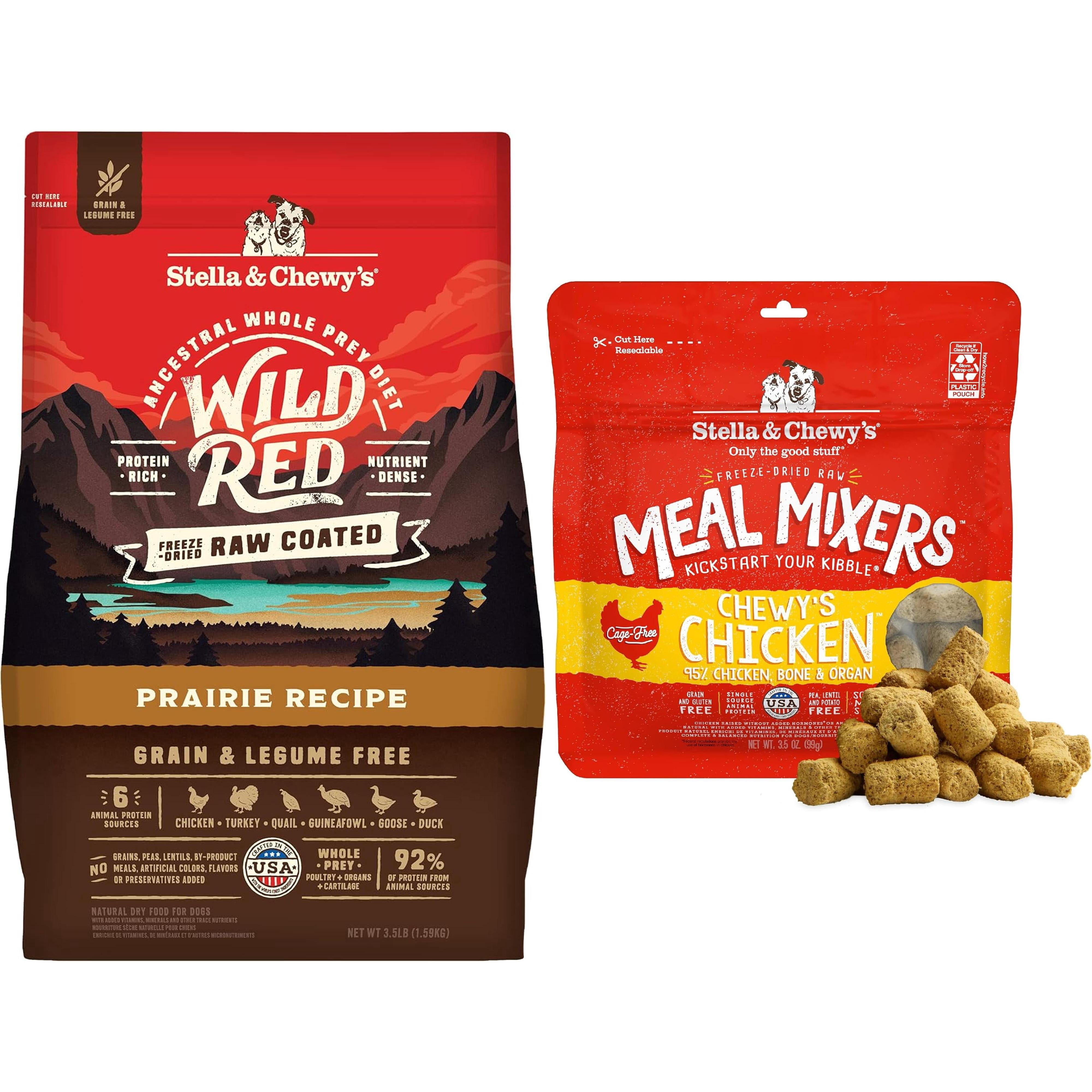 Stella & Chewy's Chicken Meal Mixers + Wild Red Kibble Prairie
