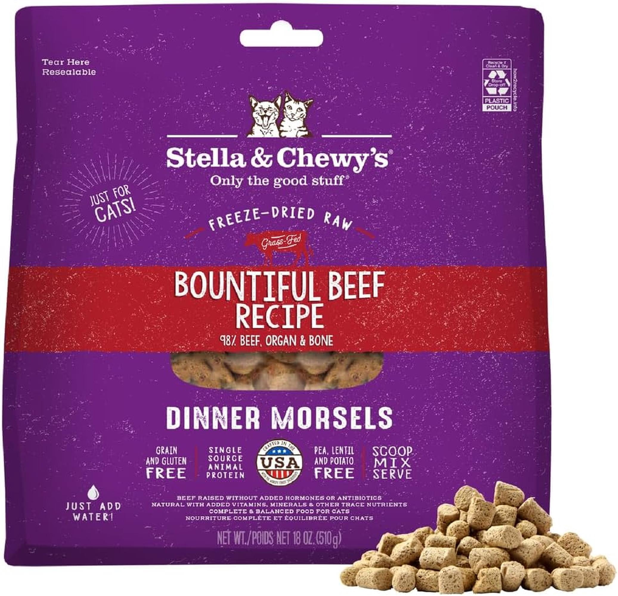 Stella & Chewy's Cat Freeze Dried Dinner Morsels - Bountiful Beef Recipe - 18 oz bag