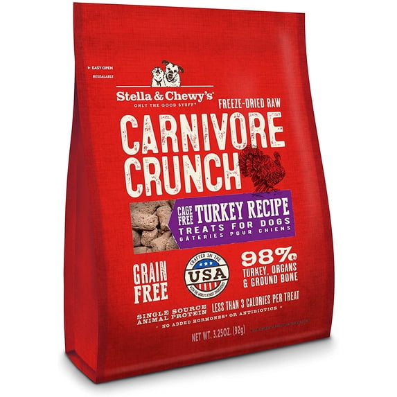 Stella & Chewy's Freeze-Dried Raw Carnivore Crunch Cage-Free Turkey Recipe Dog Treats, 3.25 oz bag