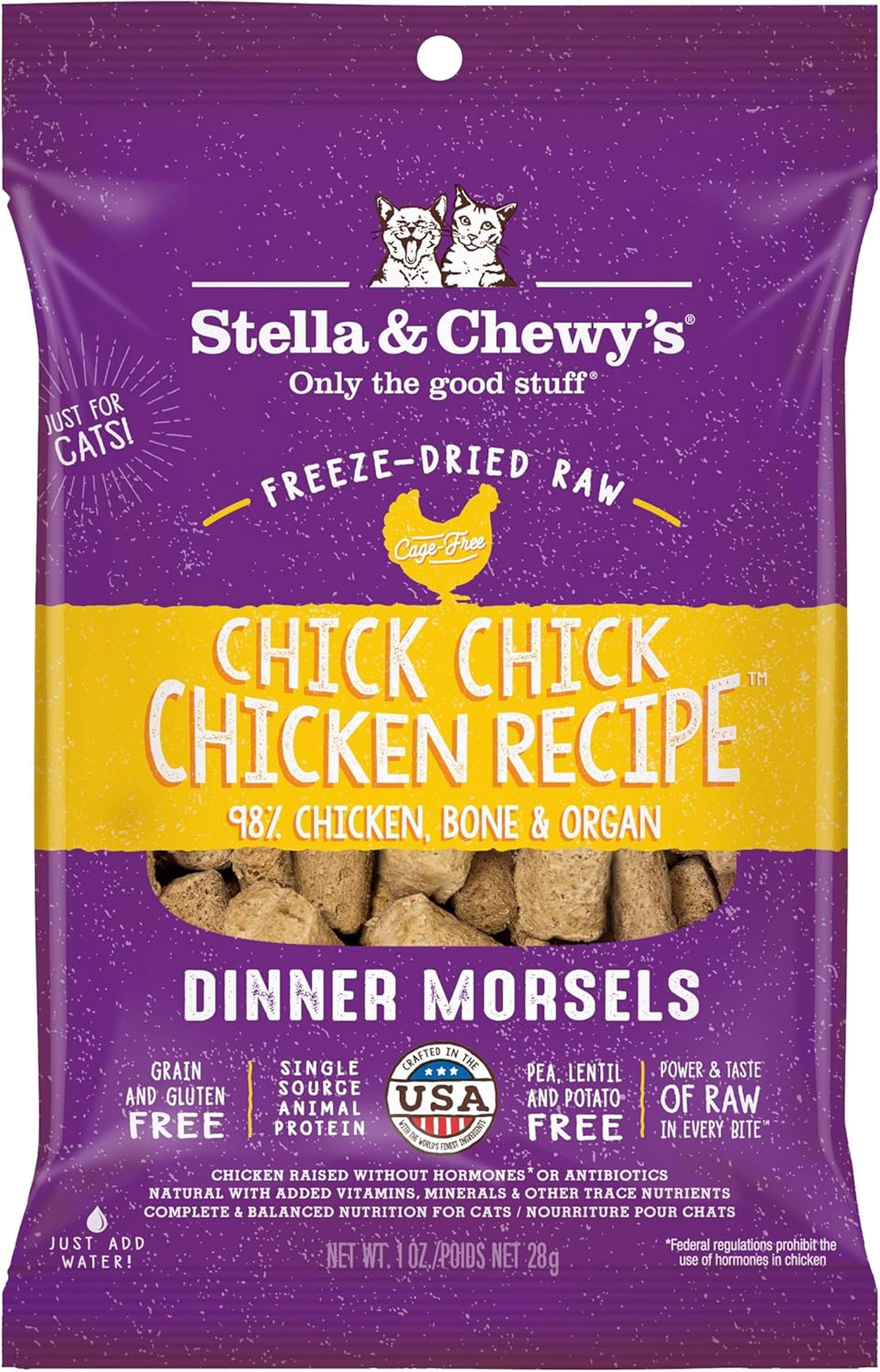 Stella & Chewy's Freeze-Dried Dinner Morsels for Cats - Chick Chick Chicken Recipe - 1 Ounce Bag