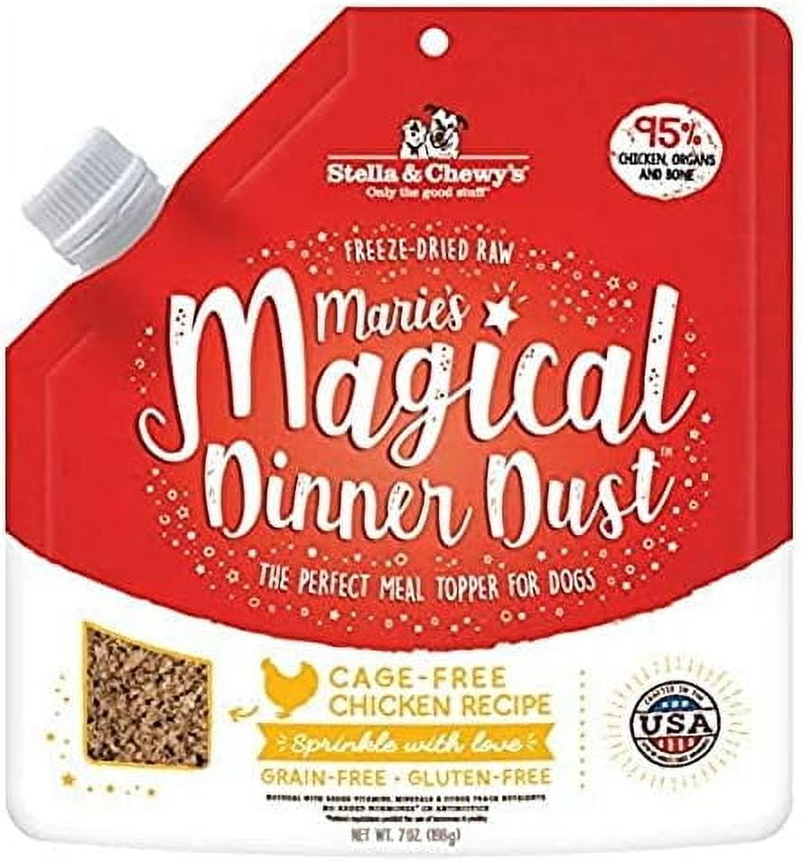 Stella & Chewys Freeze-Dried Raw Marie's Magical Dinner Dust Protein Rich, Grain Free Dog & Puppy Food Topper Cage-Free Chicken Recipe 7 oz Bag