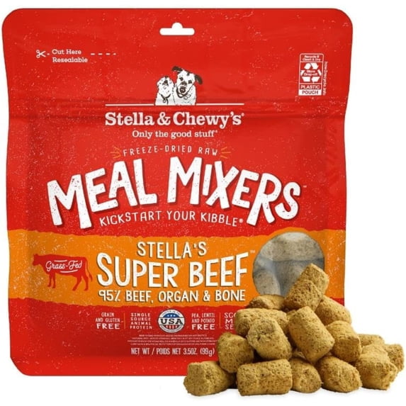 Stella & Chewy's Freeze-Dried Raw Meal Mixers Dog Food Topper - Stella's Super Beef Recipe - 3.5 Ounce Bag