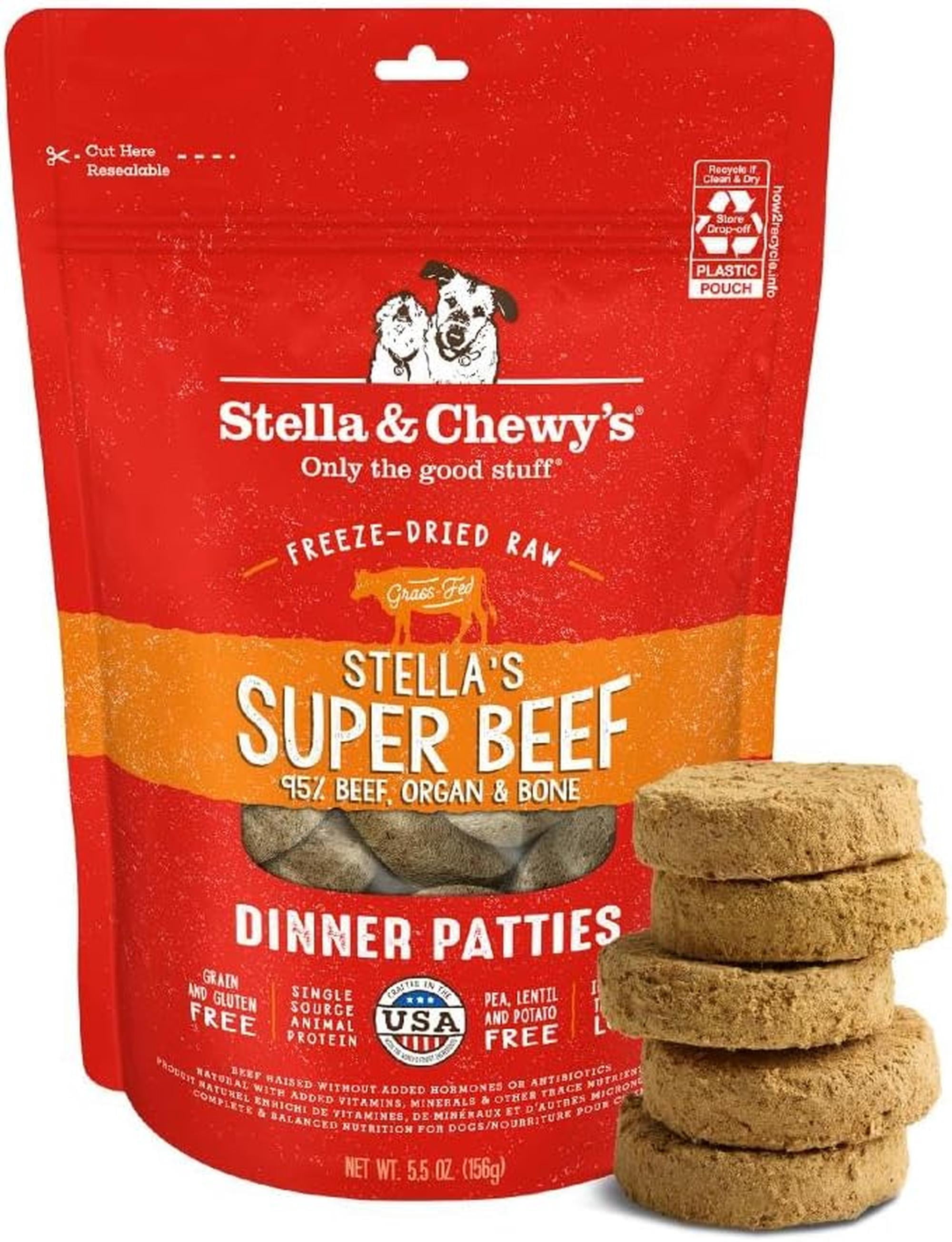 Stella Chewy s Freeze Dried Raw Beef Dinner Patties Dog Food 5 5 Oz stella-chewy-s-freeze-dried-raw-beef-dinner-patties-dog-food-5-5-oz