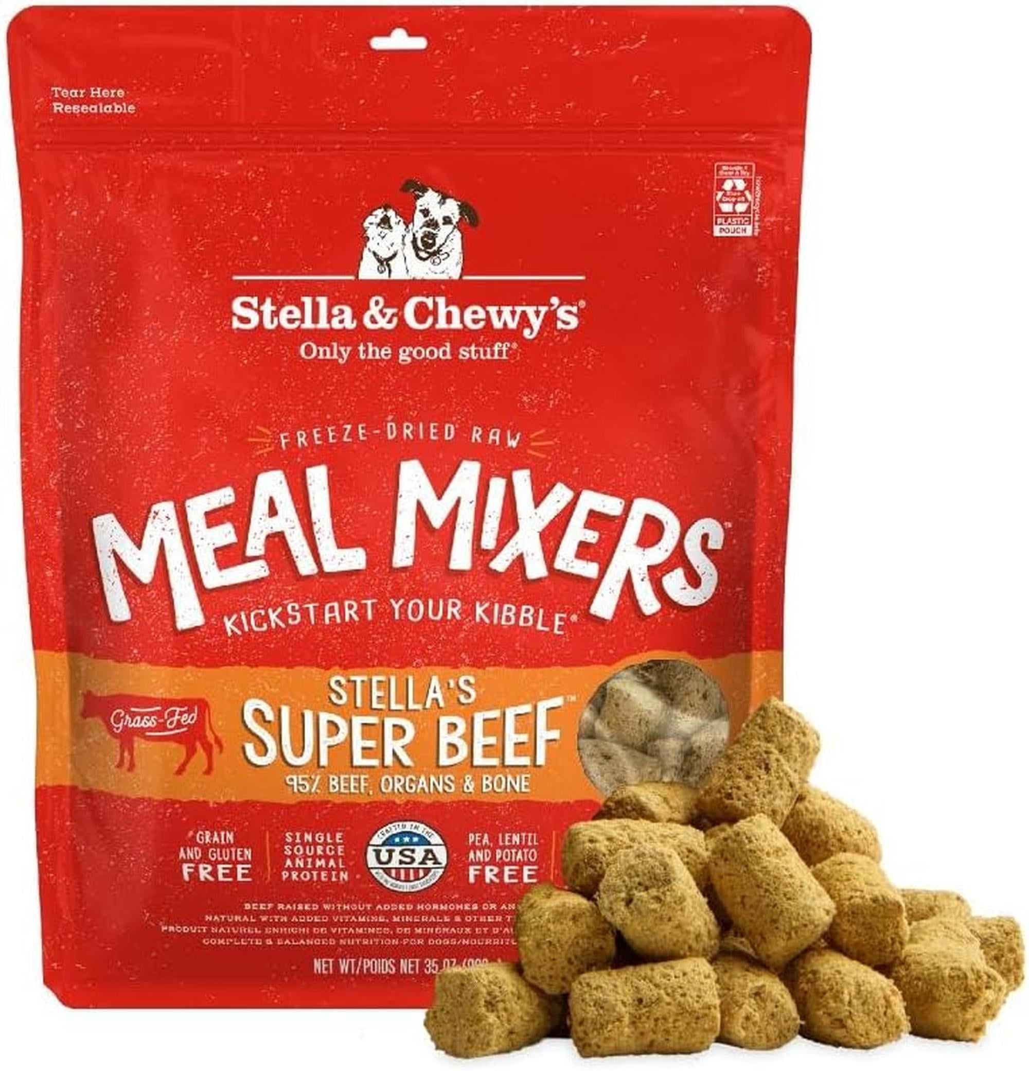 Stella & Chewy's Freeze-Dried Raw Meal Mixers Dog Food Topper - Stella's Super Beef Recipe - 35 Ounce Bag