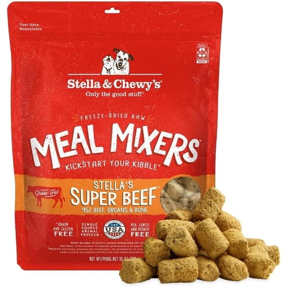 Stella & Chewy's Freeze-Dried Raw Meal Mixers Dog Food Topper - Stella's Super Beef Recipe - 35 Ounce Bag