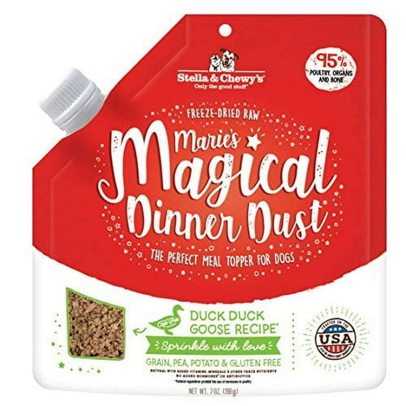 Stella & Chewy's Marie’s Magical Dinner Dust for Dogs - Duck Duck Goose Recipe - 7 Ounce Resealable Bag