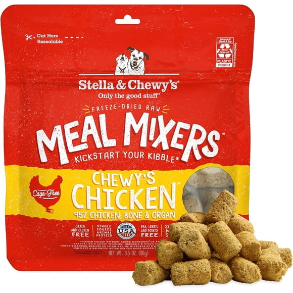 Stella & Chewy's Freeze-Dried Raw Meal Mixers Dog Food Topper - Chewy's Chicken Recipe - 3.5 Ounce Bag