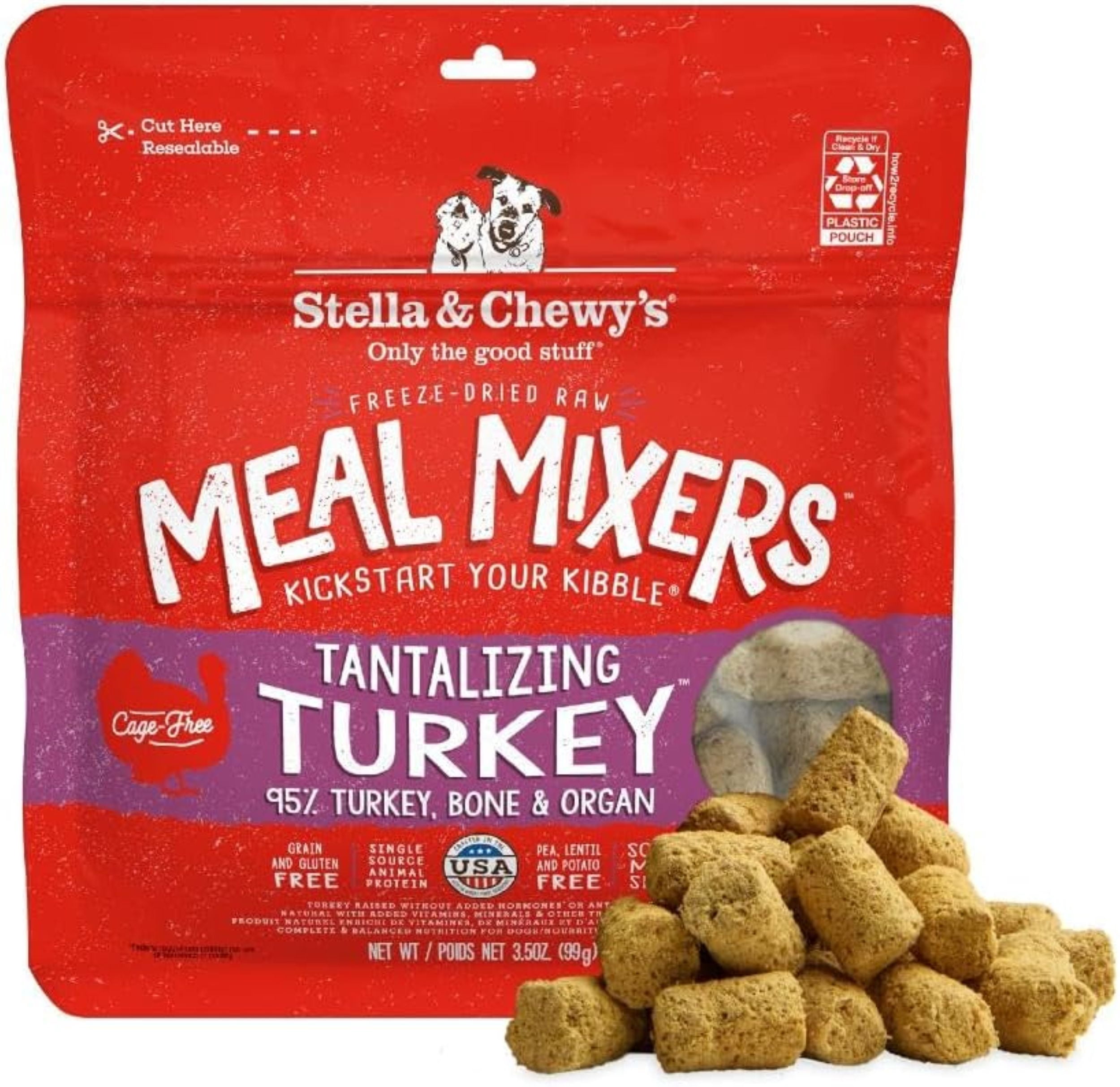 Stella & Chewy's Meal Mixers Tantalizing Turkey Freeze-Dried Raw Dry Dog Food Topper, 3.5 oz.