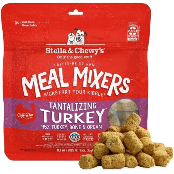 Stella & Chewy's Freeze-Dried Raw Meal Mixers Dog Food Topper - Tantalizing Turkey - 3.5 Ounce Bag