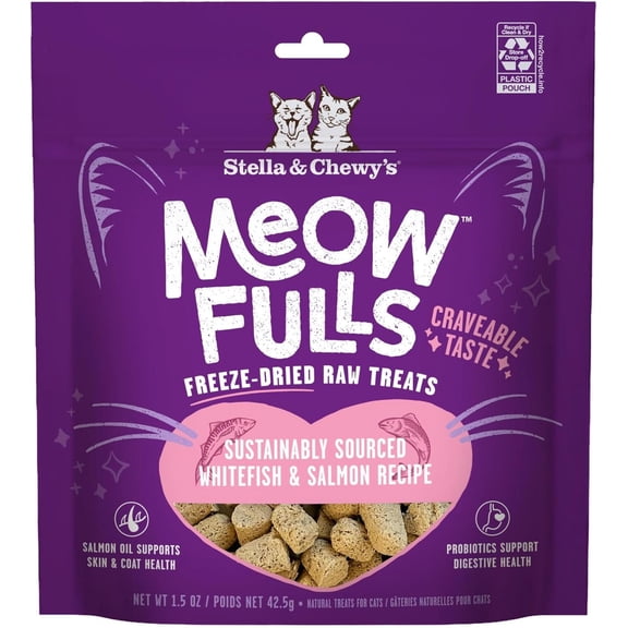 Stella & Chewy's Meowfulls Freeze Dried Cat Treats Whitefish & Salmon Recipe - 1.5oz