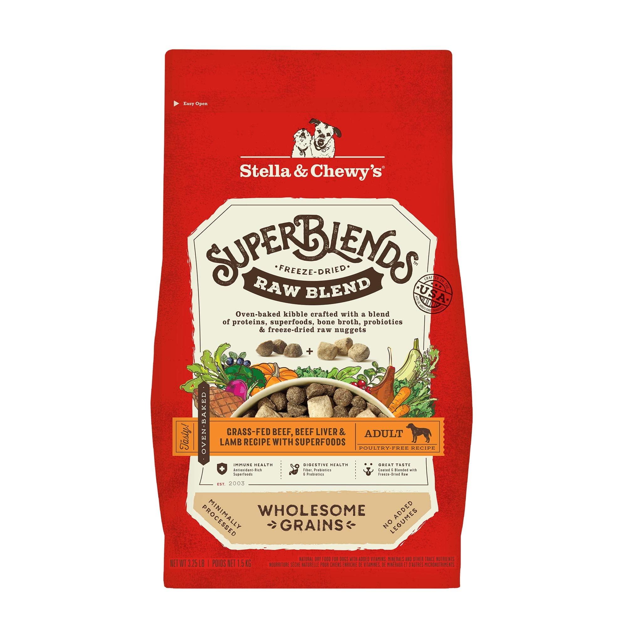 Stella & Chewy's SuperBlends Raw Blend Wholesome Grains GrassFed Beef, Beef Liver & Lamb Recipe