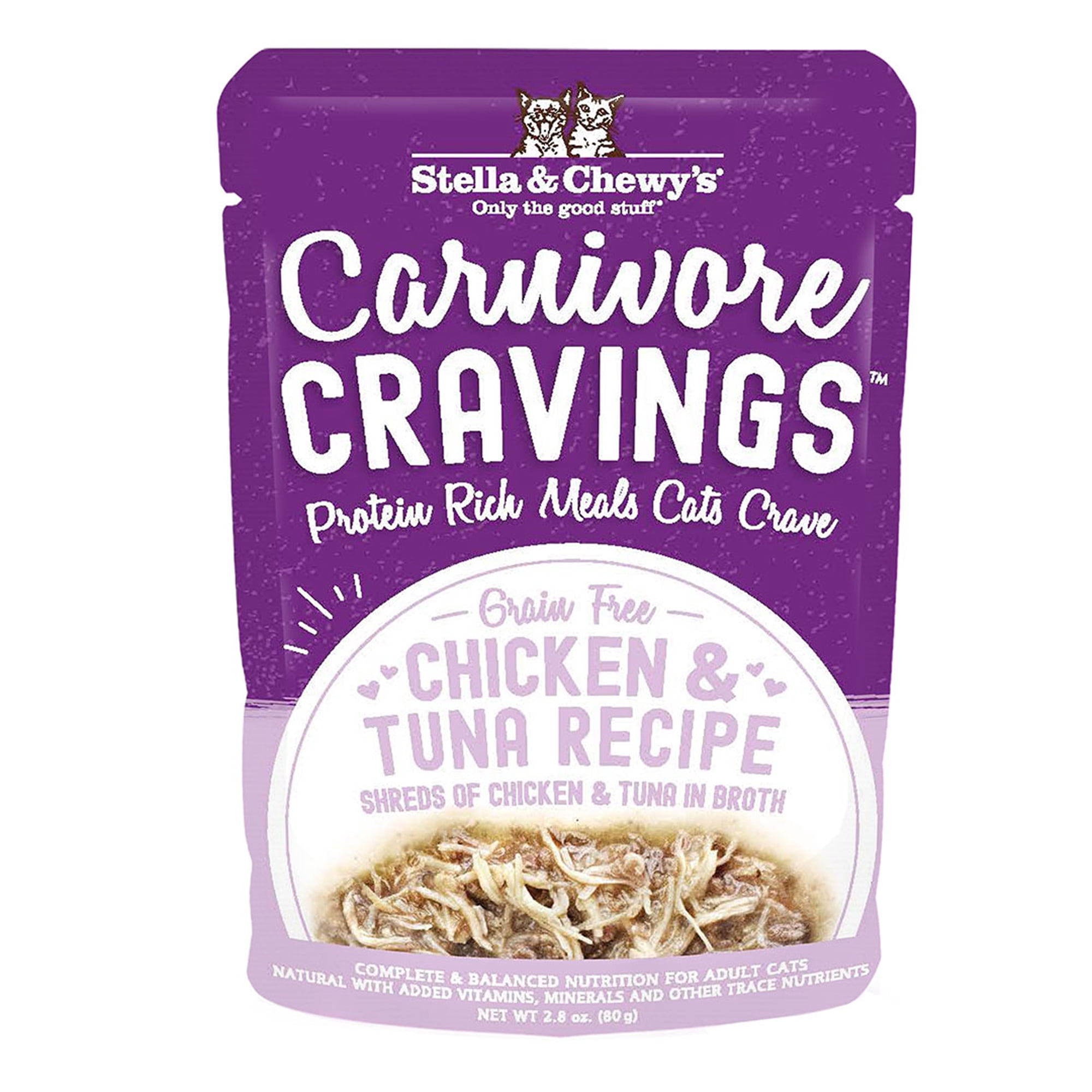 Stella & Chewy's Wet Food for Cats - Carnivore Cravings Chicken & Tuna Recipe - 2.8 Ounce Pouch/12 ct