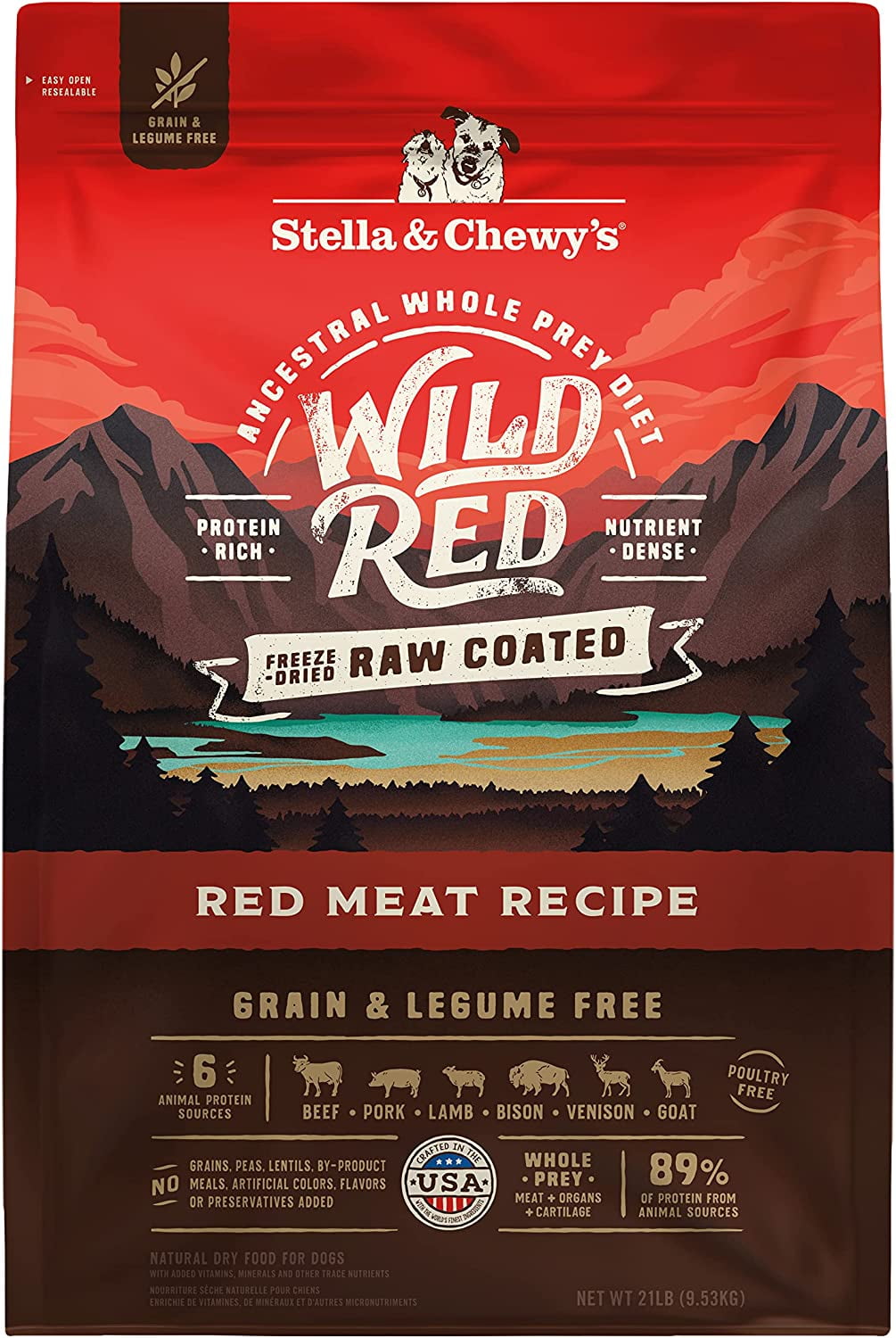 Stella & Chewy's Wild Red Raw Coated Kibble for Dogs - Grain & Legume Free Red Meat Recipe - 21 Pound Bag