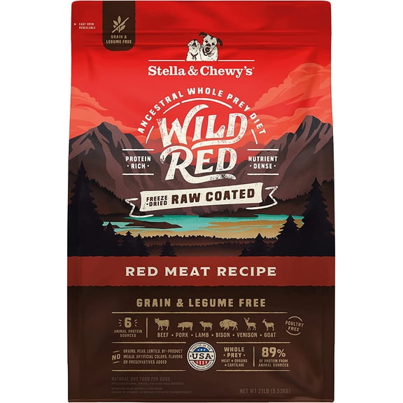 Stella & Chewy's Wild Red Raw Coated Kibble for Dogs - Grain & Legume Free Red Meat Recipe - 21 Pound Bag