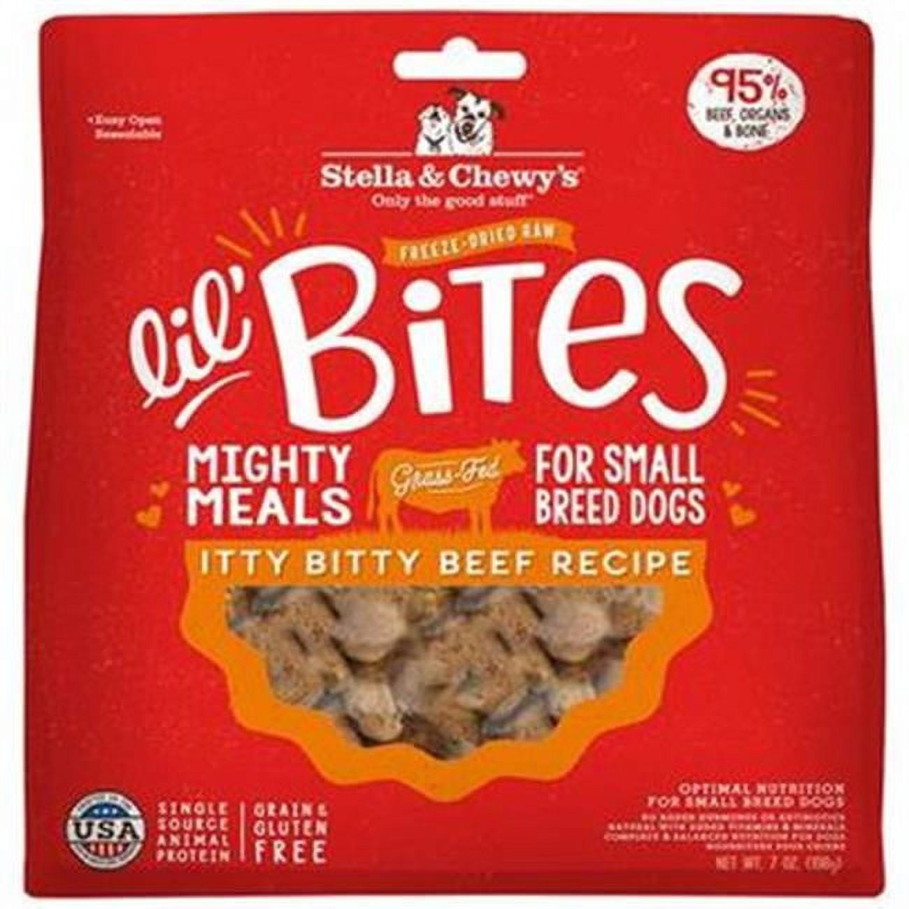 Stella & Chewys 84000836 7 oz Freeze-Dried Lil Bites Itty Bitty Beef Dog Food