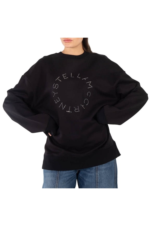 Black Rhinestone Logo Sweatshirt, Size XX-Small