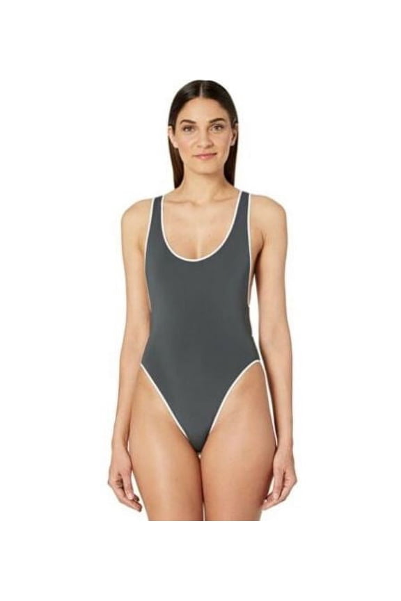 Body Cut Out One-Piece Swimsuit, Grey, X-Small