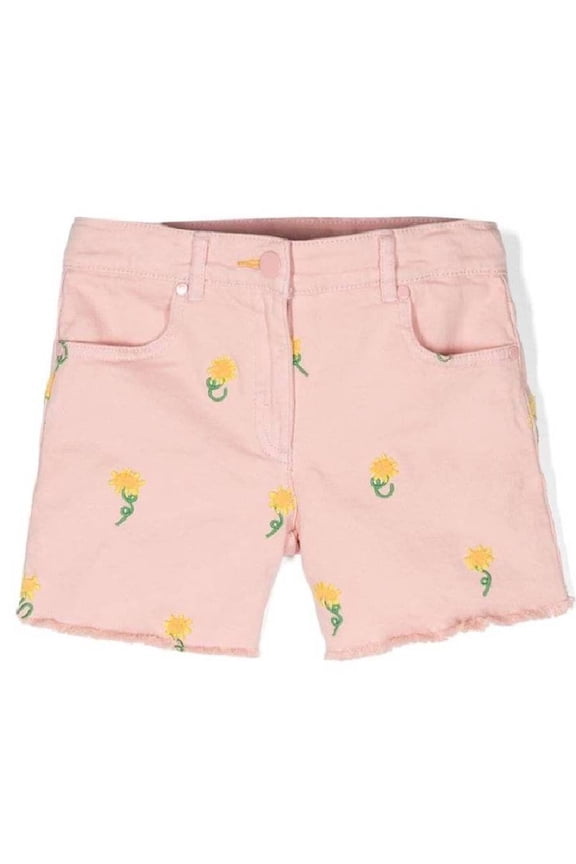 Girls Denim Shorts With Floral Embroidery, Size 8Y