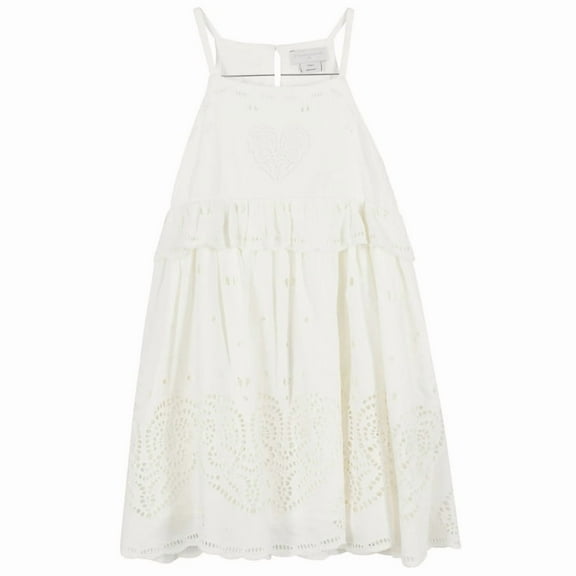 Stella McCartney Kids Broderie-Anglaise Ruffled Cotton Dress, Size 12Y