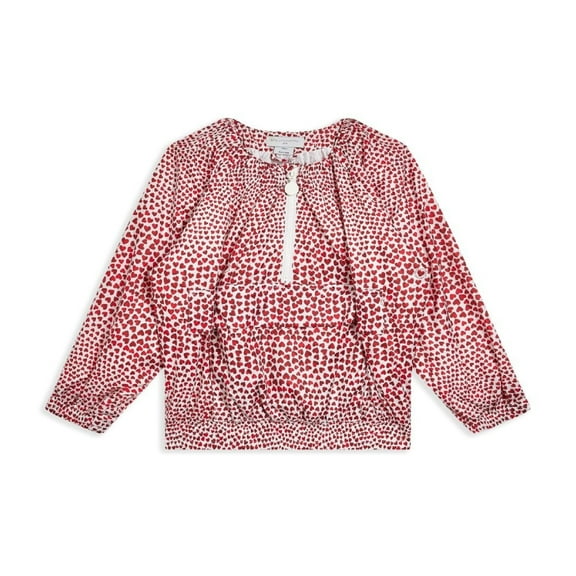 Stella McCartney Kids Heart-Print Crew Neck Blouse, Size 6Y