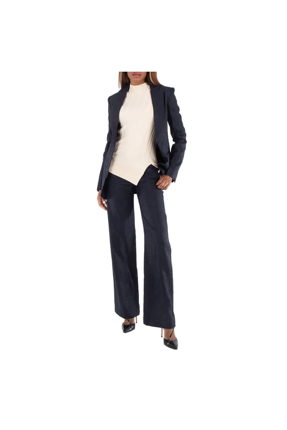 Ladies Black High-Waist Straight Trousers, Brand Size 36 (US Size 2)