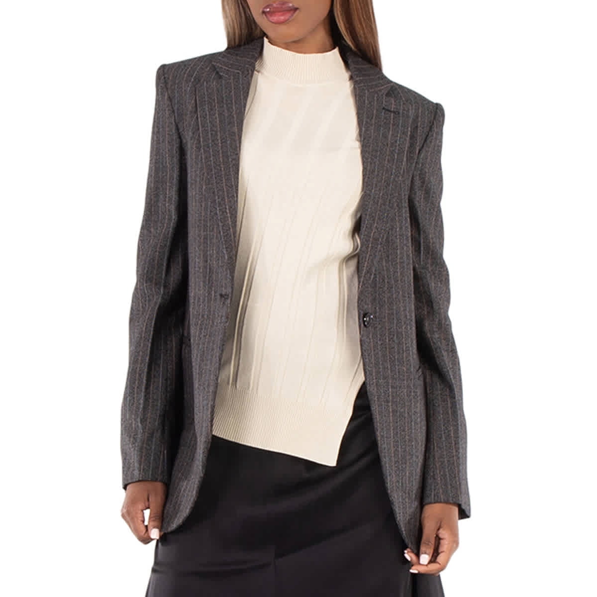 Stella McCartney Ladies Grey Pinstripe Single-Breasted Stella McCartney Ladies Grey Pinstripe Single-Breasted