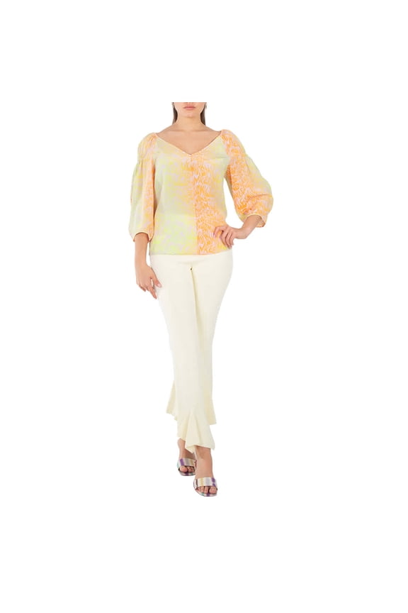 Ladies Purple Tie-Dyed V-Neck Blouse, Brand Size 34 (US Size 0)