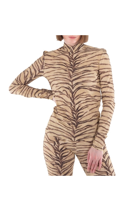 Long-Sleeved Tiger Printed Top, Size Medium