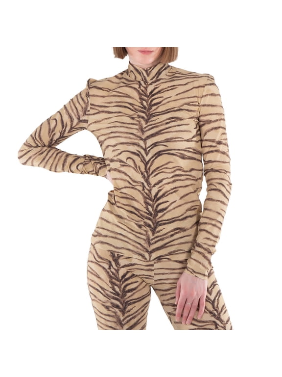 Long-Sleeved Tiger Printed Top, Size Small