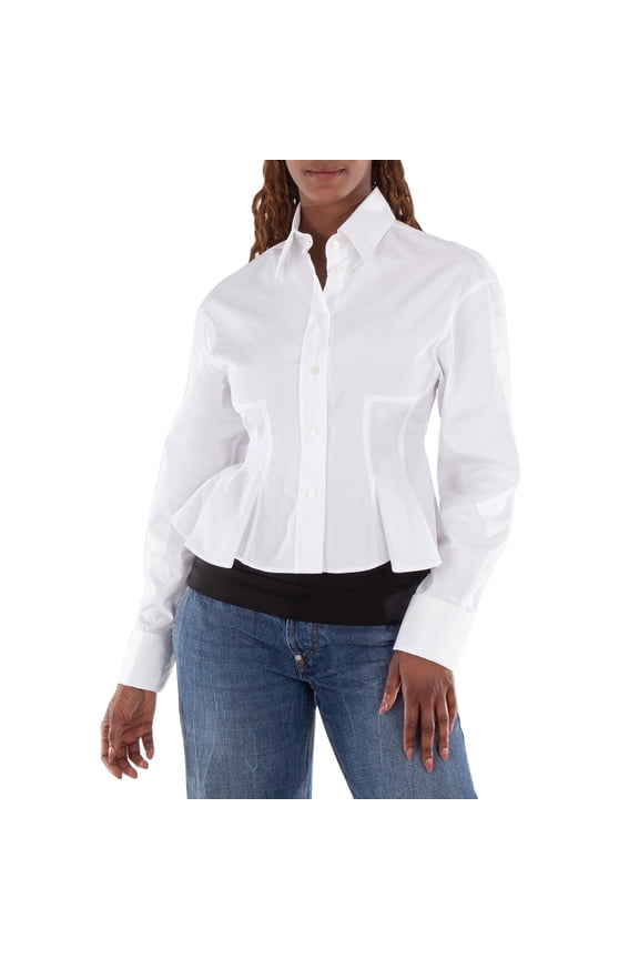 Peplum Waist Cotton Shirt, Brand Size 42 (US Size 8)