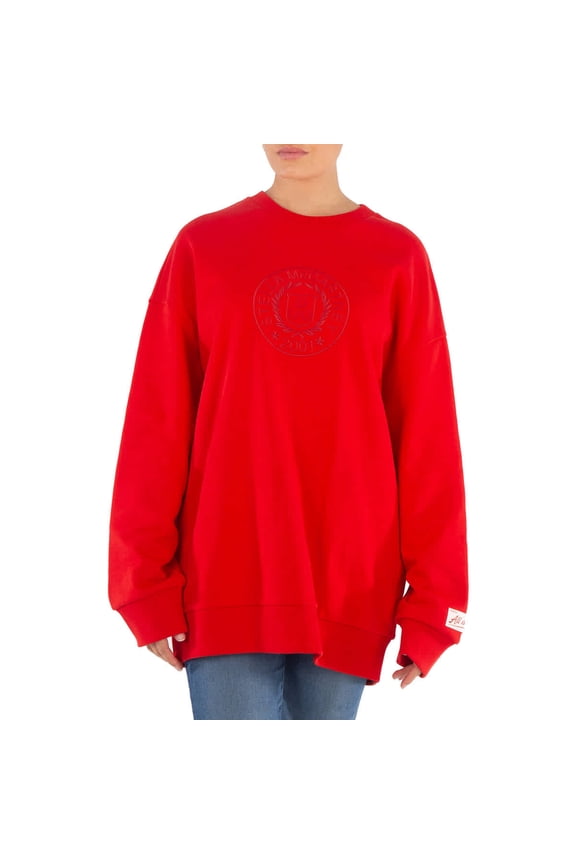 Red 2001 Logo Crest Embroidred Sweatshirt, Size X-Small