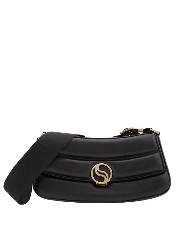S-Wave Logo Plaque Padded Shoulder Bag