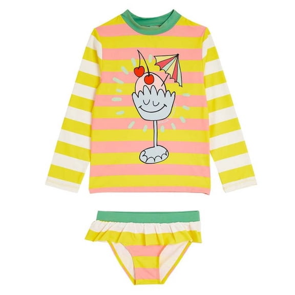 Stella McCartney Striped Summer Cocktail 2-Piece Swimsuit, Size 4Y