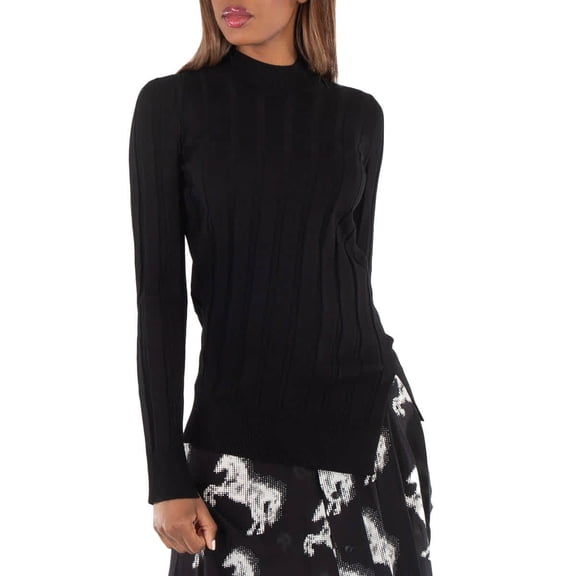Stella Mccartney Female Asymmetrical Black Ribbed Shirt Black Sizes standard XXXS-7XL
