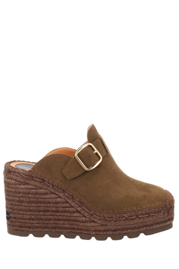 Gaia Wedge Buckle Platform Mules Brown (Women's)