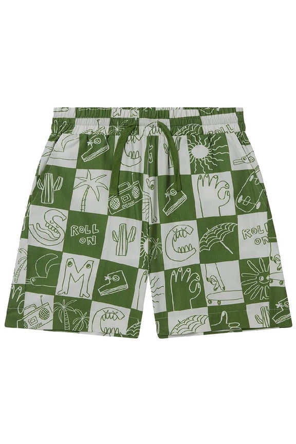 Kids Checkboard Skater Print Shorts, Size 8