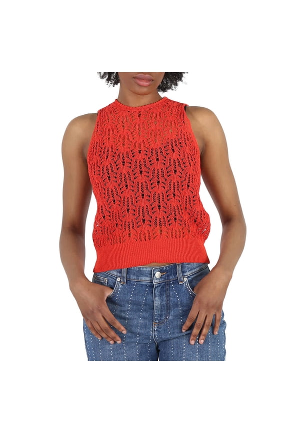 Ladies Bright Red Pointelle Stitch Top, Brand Size 36 (US Size 2)