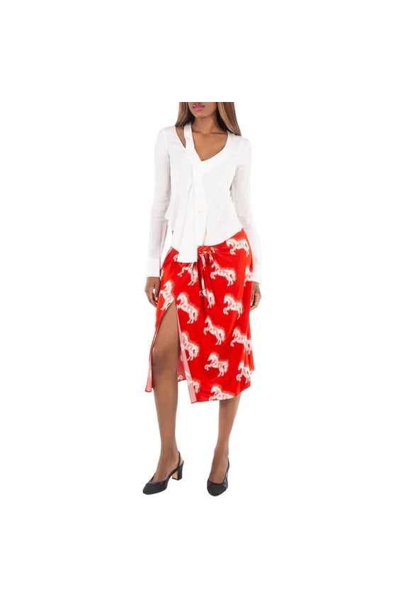 Ladies White Asymmetric Seam Detailed Shirt, Brand Size 36 (US Size 2)