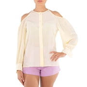 Stella Mccartney Ladies Yellow Off Shoulder Silk Blouse, Brand Size 36 US Size 2