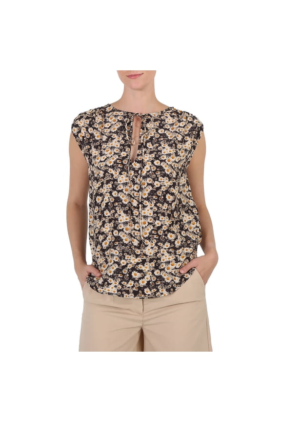 Multicolor Printed Silk Top, Brand Size 36 (US Size 2)