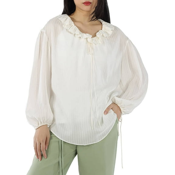 Stella Mccartney White Pinstripe Blouse, Brand Size 36 (US Size 2)