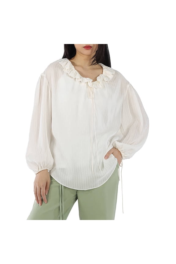 White Pinstripe Blouse, Brand Size 38 (US Size 4)