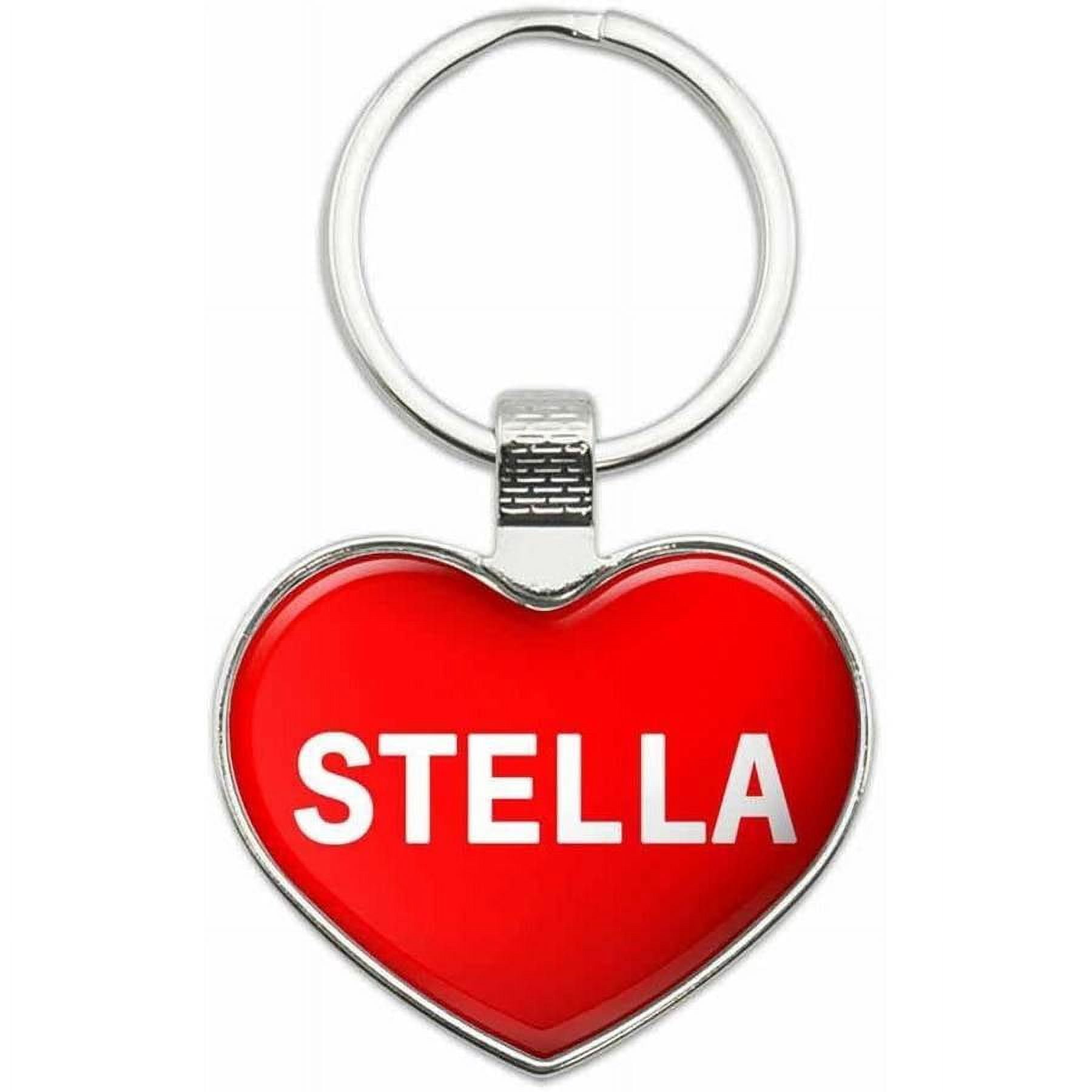 Stella - Names Female Metal Heart Keychain Key Chain Ring, Red ...